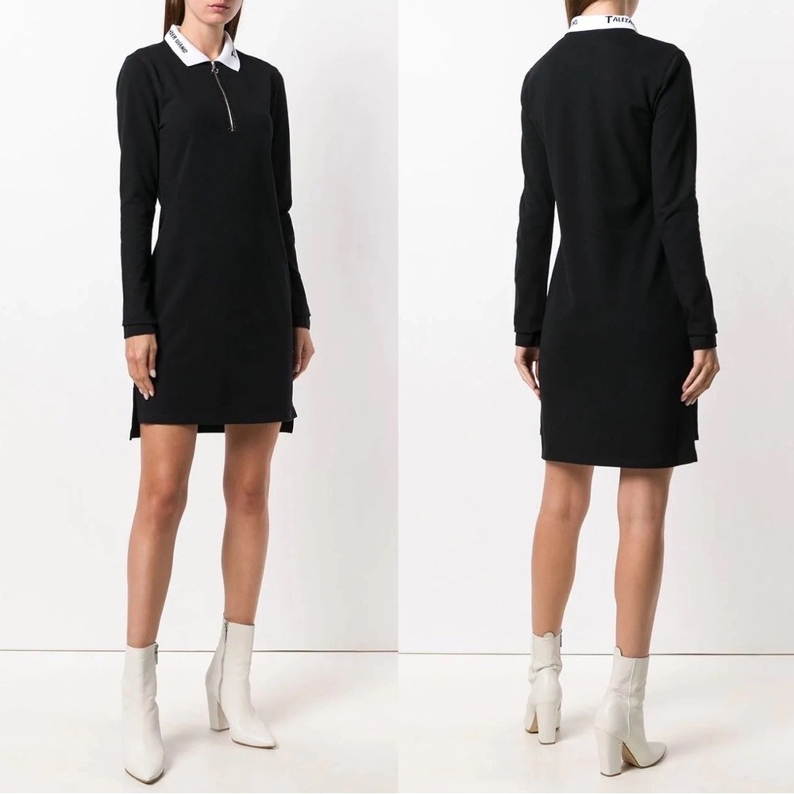 T By Alexander Wang Cotton Pique Polo Short Zip-Front Shirtdress Size Medium